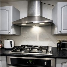 Stoves Built-In Oven & 4-Burner Gas Hob with Stainless Steel Cooker Hood