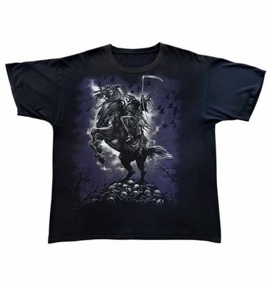Grim Reaper y2k Gothic style black purple skull shirt Dave s Size 2XL 25.5x30