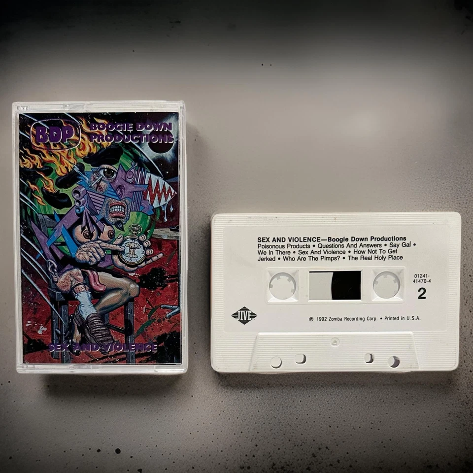 •BOOGIE DOWN PRODUCTIONS ~ SEX AND VIOLENCE• ~1992 OG PRESSING~ (CASSETTE TAPE) - Image 3 of 4