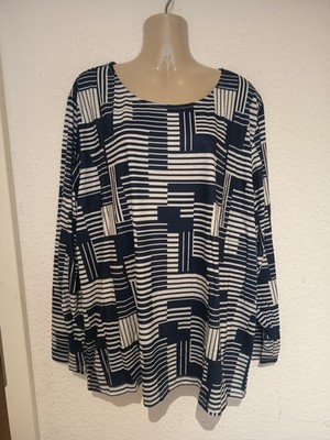 Plus-size Langarmshirt Gr.48,Marineblau/Grau,Neu