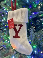 Letter Y Knit Monogram Mini Stocking White Wondershop Xmas Holiday Target 8" NEW