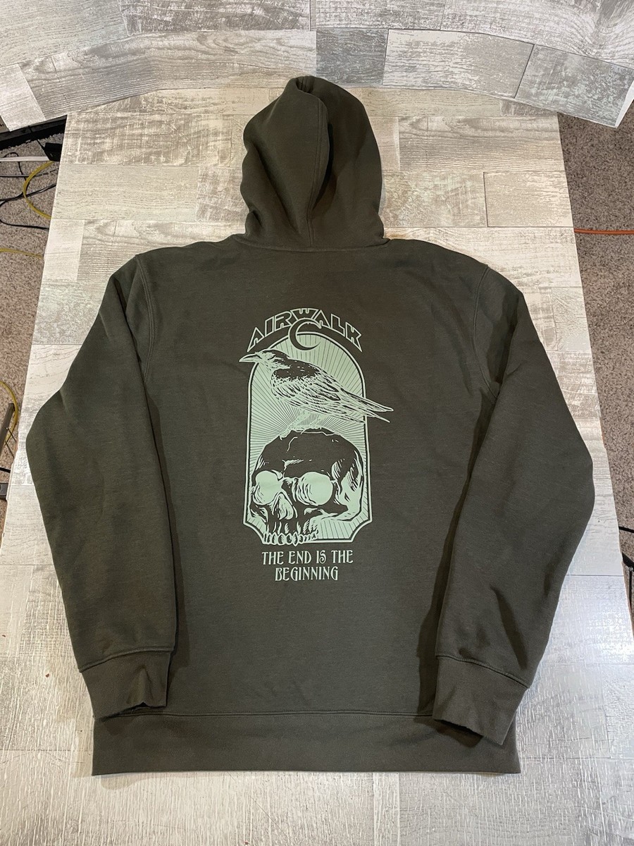 Airwalk Men's Medium Dark Green Skull Hoodie Pullover Airwalk Men's Medium Dark Green Skull Hoodie Pullover