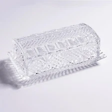 Crystal Covered Butter Dish,8inch Classic Glass 2-Piece Design Butter Keeper wi