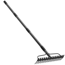 49 In. Handle Metal Bow Rake, 17-Tine Heavy Duty Landscaping Rake for Soil, Rock
