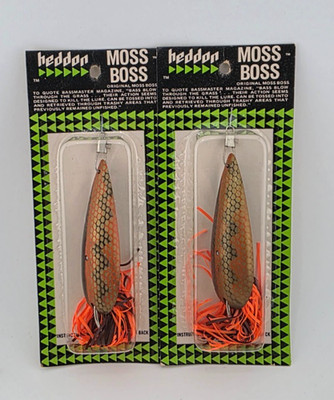 (2) Vintage Heddon Moss Boss Top Water Fishing Lures Lot of 2 - 1/2 oz