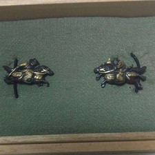 Japanese Menuki Sword Fittings Mounted Warrior Metal Katana Koshirae Collectible