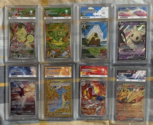 Pokemon ACE Graded Slab Bundle x8 Charizard, Mimikyu, Latios, Lapras Ace 9 Mint