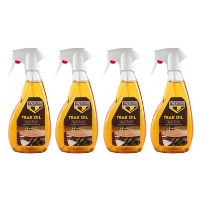 4x Bartoline Teaköl Holz Möbel Versiegelung Schutz Außen Innen 500 ml