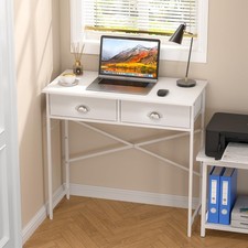 Small Writing Desk for Bedroom, 31.5 Inch White Computer Desk for Small Space...