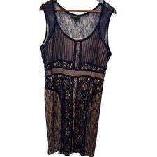 Lane Bryant Navy Blue Floral Lace Illusion Sheath Dress Plus Size 18 Whisigoth