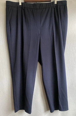 Talbot's Pants Women's Flat Front Navy 20W Pull On Career Mature Modern