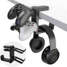New 2In1 Gaming Headphone Stand Adjustable Desk Edge Hook Gamepad Headset Desk
