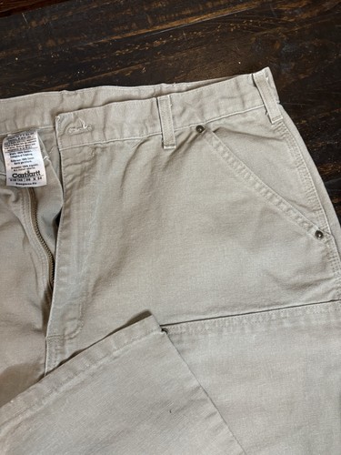 Carhartt B136 Men’s 38x34 Tan Double Knee Carpenter Work Pants Canvas Dungaree - Picture 3 of 9