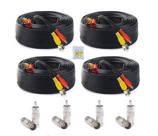 4 Pack 100Ft/30M 4K 8MP 5MP All-In-One BNC Video Power Cable, BNC Extension Surv