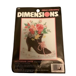 Dimensions #1489 Ribbon Embroidery Kit Victorian Shoe 5 x 6 in. Vintage 1996