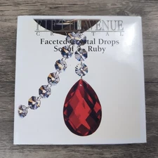 Fifth Avenue Crystal Faceted RED Crystal Drops Ornaments Set Of 5 Original Box