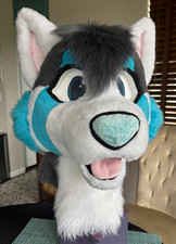 Handmade Furry Animal Ears Headband  Tail One Size Adult Unisex Blue