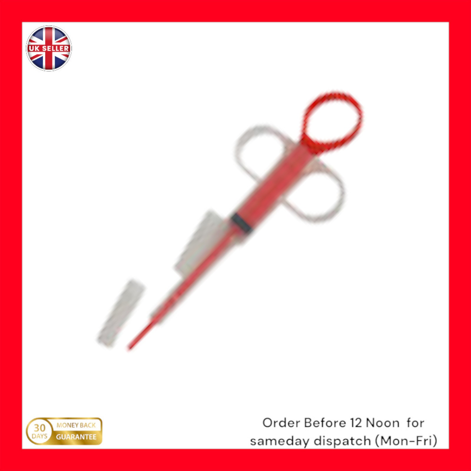 Pet Pill  Giver  Cat Dog Tablet Capsule Piller Dispenser Syringe Tool Red