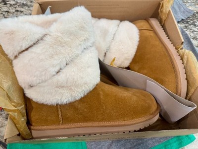 Koolaburra by UGG Women's Dezi Short Chestnut Faux Fur Boots Size 8