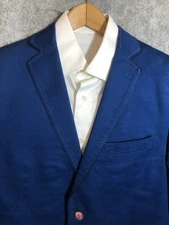 Tallia Blazer Mens 40R Blue Cotton Sport Coat Two Button Classic Lined Jacket