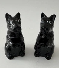 Artmark Standing Scottie Dog Vintage MCM Black Salt and Pepper Shakers 3 Holes