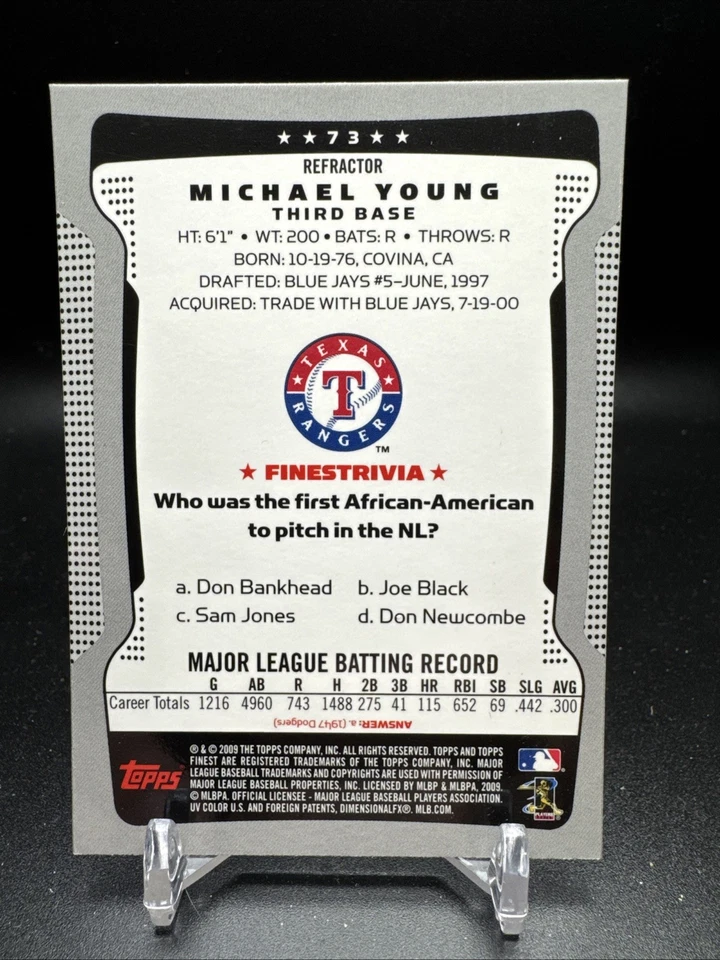 2009 Finest Refractors #73 Michael Young - Image 2 of 2