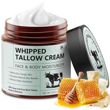 Beef Tallow for Skin, Whipped Tallow Cream Organic for Face, 100 Grass-Fed Pure