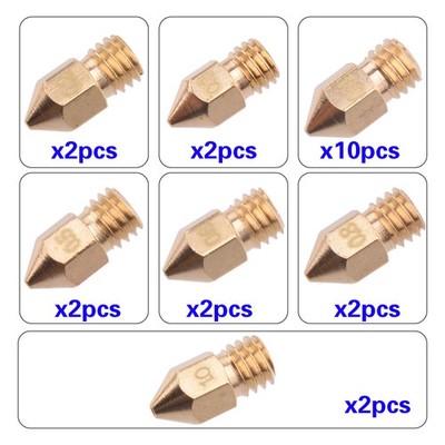 22x 3D Printer Extruder Nozzle MK8 Fit For Ender 3 Creality CR-10 Makerbot