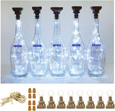 Square 8 Pack Solar Powered Wine Bottle Lights, 20 LED Waterproof Copper Cork Li