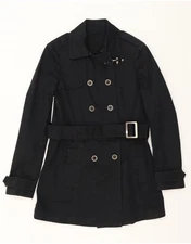 FAY Womens Trench Coat UK 6 XS Black CD01