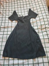 Divided Black Short Sleeve Tie-Front Skater Dress