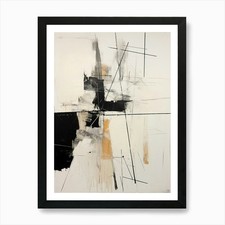 Black And White Abstract Painting 3 Framed Wall Art Poster Canvas Print Picture