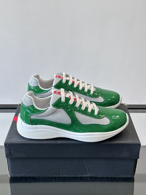 Prada Americas Cup Men's Green/White Low-top Fashion Casual Sports Shoes