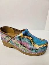 Dansko Clogs Python Print Multicolor Shoes New