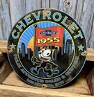 Vintage Chevrolet Sales & Service Felix The Cat Porcelain Metal 1955 Chevy Sign
