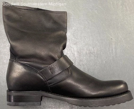 Botas femininas Frye biqueira redonda Veronica couro curto fivela preto tamanho EUA 7,5 M - Imagem 4 de 4