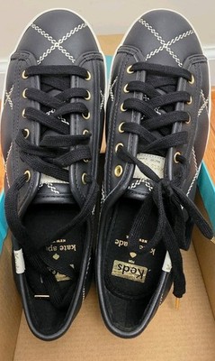 Keds X Kate Spade Kickstart Black Quilted Leather Sneakers Shoes Womens Sz 7