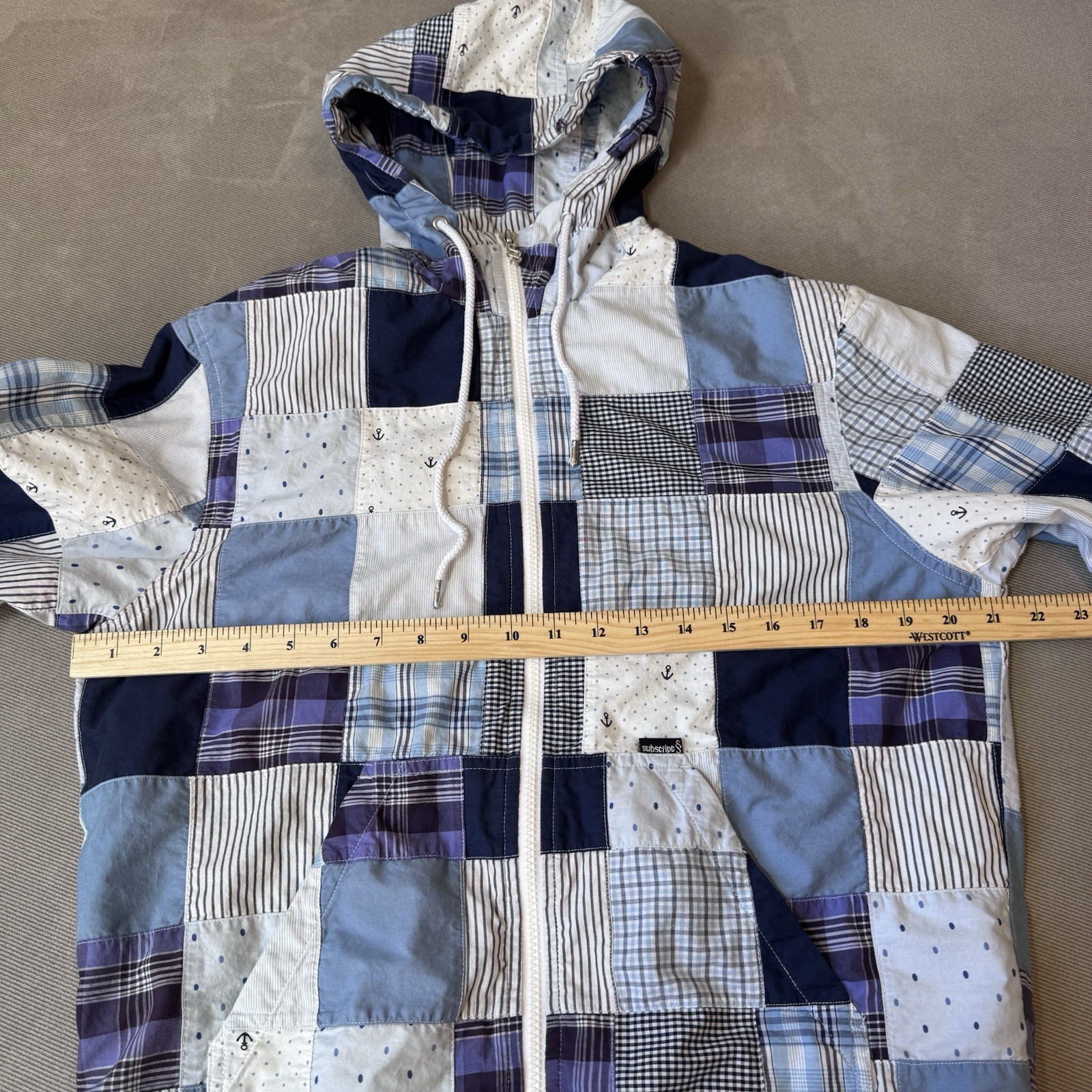 Sub Script Zip Hoodie Women’s S Lined Patchwork Q… - image 17