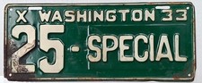 1933 Washington Good Roads Campaign License Plate
