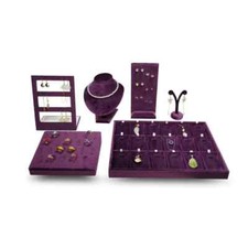 Velvet Jewelry Display Stand Rings Earrings Necklace Organizer Holder Tray