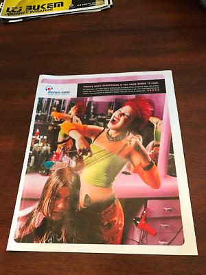 2000 VINTAGE 9X11 PRINT Ad FOR LISTEN.COM SEXY GRUNGE GIRL HAIRSTYLIST RED HAIR