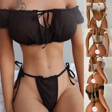 Womens Sexy Lingerie Top Bra Thong Ladies Underwear Set Nightwear Sleepwear US