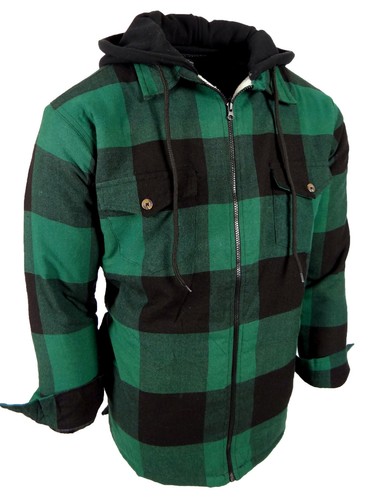 Plaid Flannel Hoodie Jacket Men Thick 