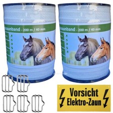400 m Weideband 40 mm 8 Niro +5 Verbinder +1 Warnschild weiss