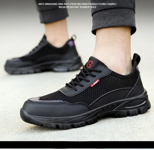 Neu Herren Sicherheitsschuhe Sommer Mesh Atmungsaktive Stahlkappe Arbeitsschuhe - Bild 9 von 20