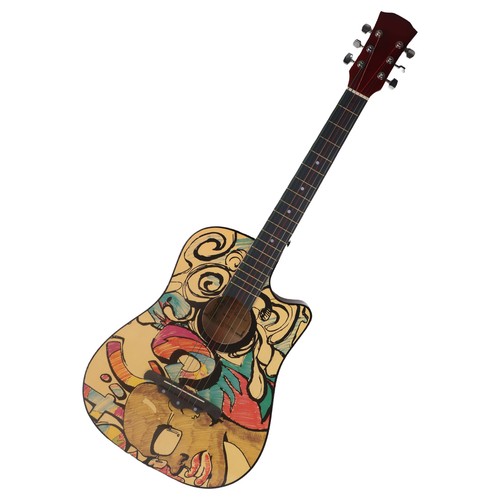 Wooden Guitar 38in Graffiti Pattern High Density Fingerboard Acoustic Guitar For - Picture 19 of 22