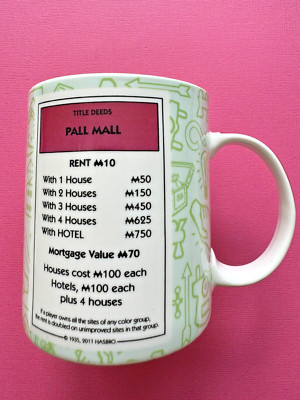 Monopoly Pall Mall Tasse Hasbro Creative Tops 2011 Brettspiel Tasse C