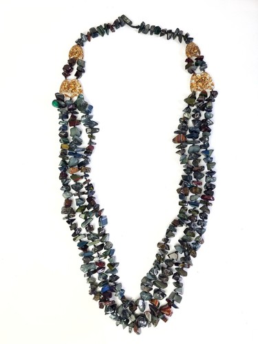 Sobral Fragments Poti Earthy Gray Mix Beads 51" Long Runway Artist Made Necklace - Picture 2 of 6