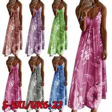 Women Maxi Long Dress Boho Size Floral uk Beach Dress Ladies Holiday 6-22 Summer