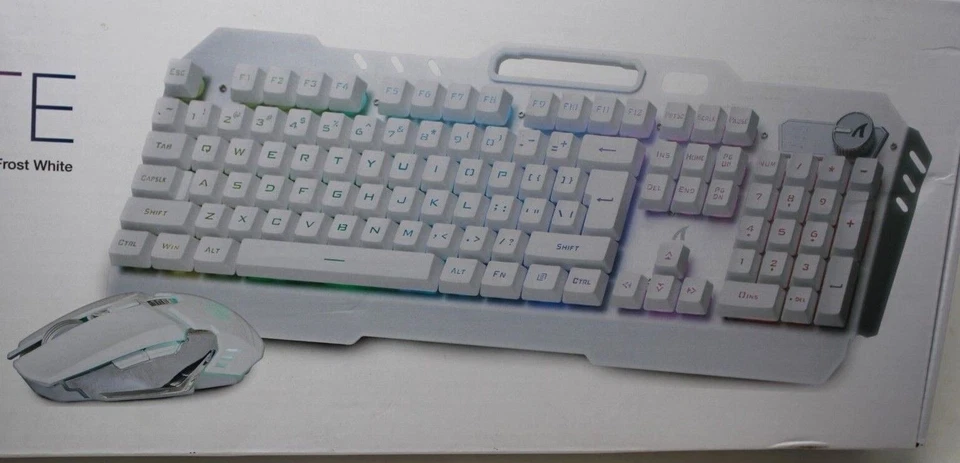 ALPHA ELITE GAMING KEYBOARD&MOUSE BLUETOOTH WIRELESS RGB UNICOLOR FROST/WHT NEW - Image 2 of 4